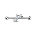 G23 Titanium Marquise Arc Industrial Barbell Earring in Silver - white background product photo