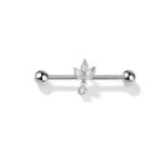 G23 Titanium Marquise Dangle Industrial Barbell Earring in Silver - white background product photo