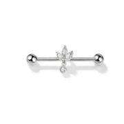 G23 Titanium Marquise Dangle Industrial Barbell Earring in Silver - white background product photo