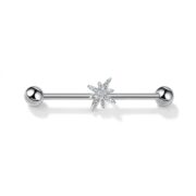 G23 Titanium North Star Crystal Industrial Barbell Earring in Silver - white background product photo