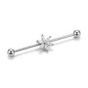 G23 Titanium Six Marquise Flower Industrial Barbell Earring in Silver - secondary white background product photo