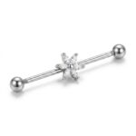 G23 Titanium Six Marquise Flower Industrial Barbell Earring in Silver - white background product photo