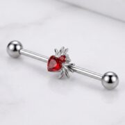 G23 Titanium Spider Crystal Industrial Barbell Earring - detail angle