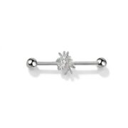 G23 Titanium Spider Crystal Industrial Barbell Earring in Silver - secondary white background product photo