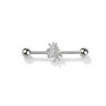 G23 Titanium Spider Crystal Industrial Barbell Earring in Silver - white background product photo