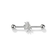 G23 Titanium Spider Crystal Industrial Barbell Earring in Silver - white background product photo