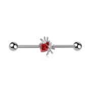 G23 Titanium Spider Crystal Industrial Barbell Earring - white background product photo