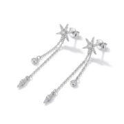S925 Silver Celestial Star Chain Drop Stud Earrings - secondary white background product photo