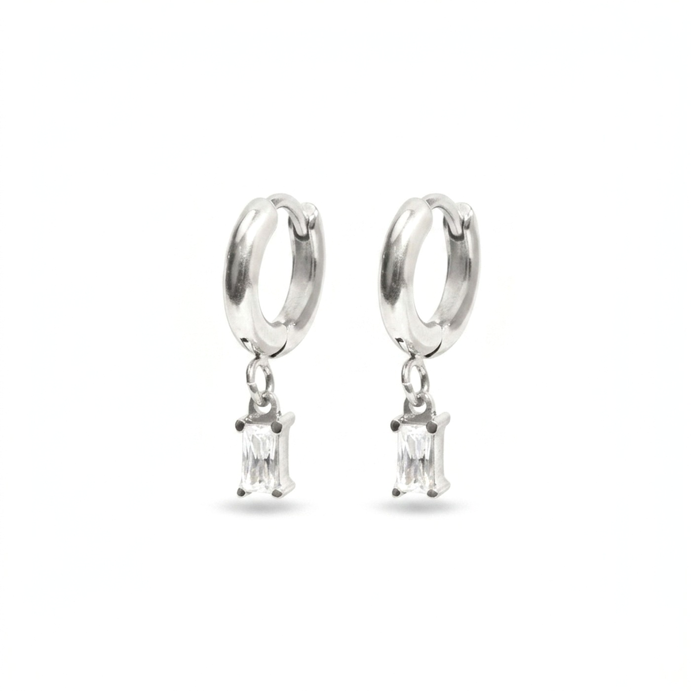 Titanium Hoop Earrings Maya Crystal Gemstone for Sensitive Ears - pure white background product image