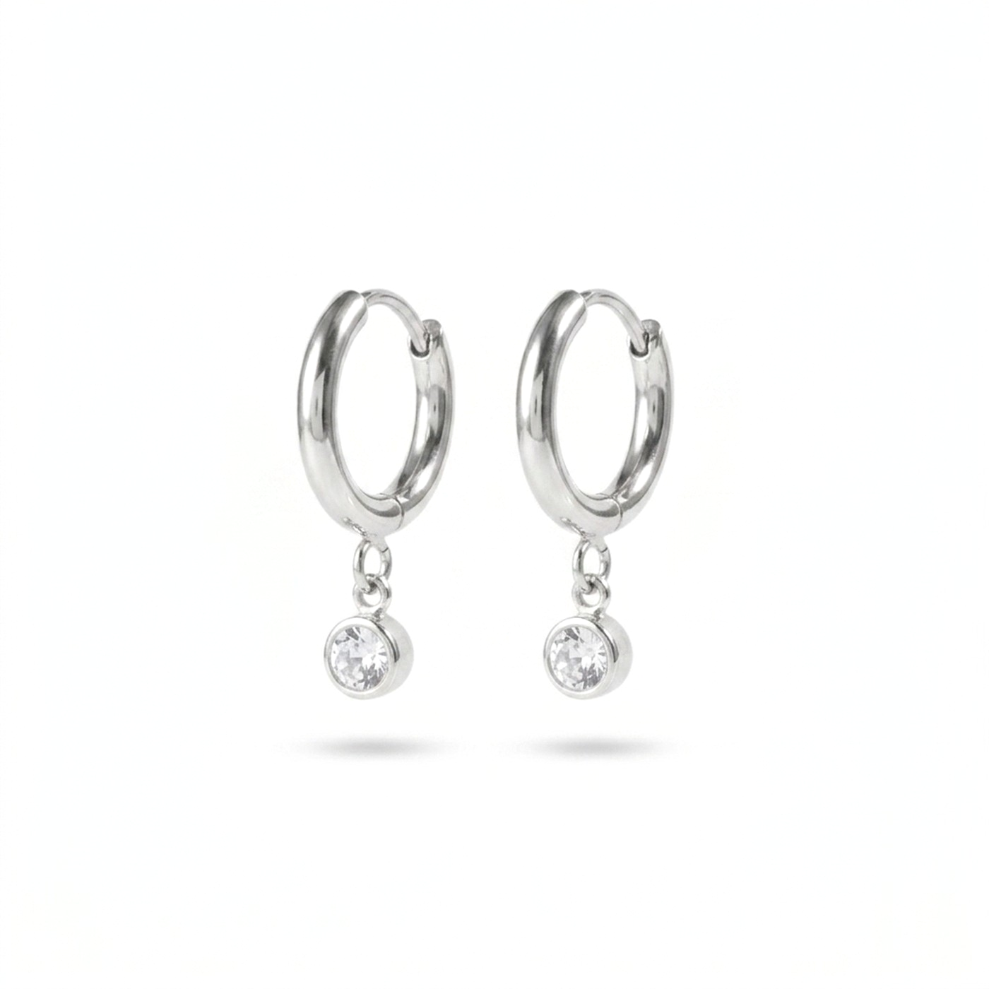 Hypoallergenic Hoop Earrings Crystal Birthstone with S925 Silver - pure white background product image