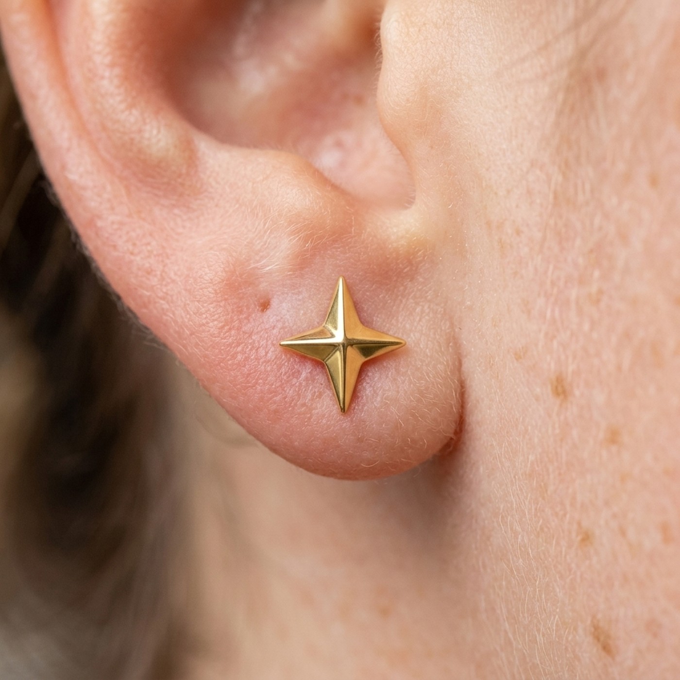 Flat Back Stud Earrings Twinkle Star in F136 Titanium - gallery 2