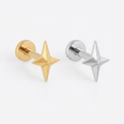 Flat Back Stud Earrings Twinkle Star in F136 Titanium - gallery 5