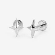 Flat Back Stud Earrings Twinkle Star in F136 Titanium - variation silver