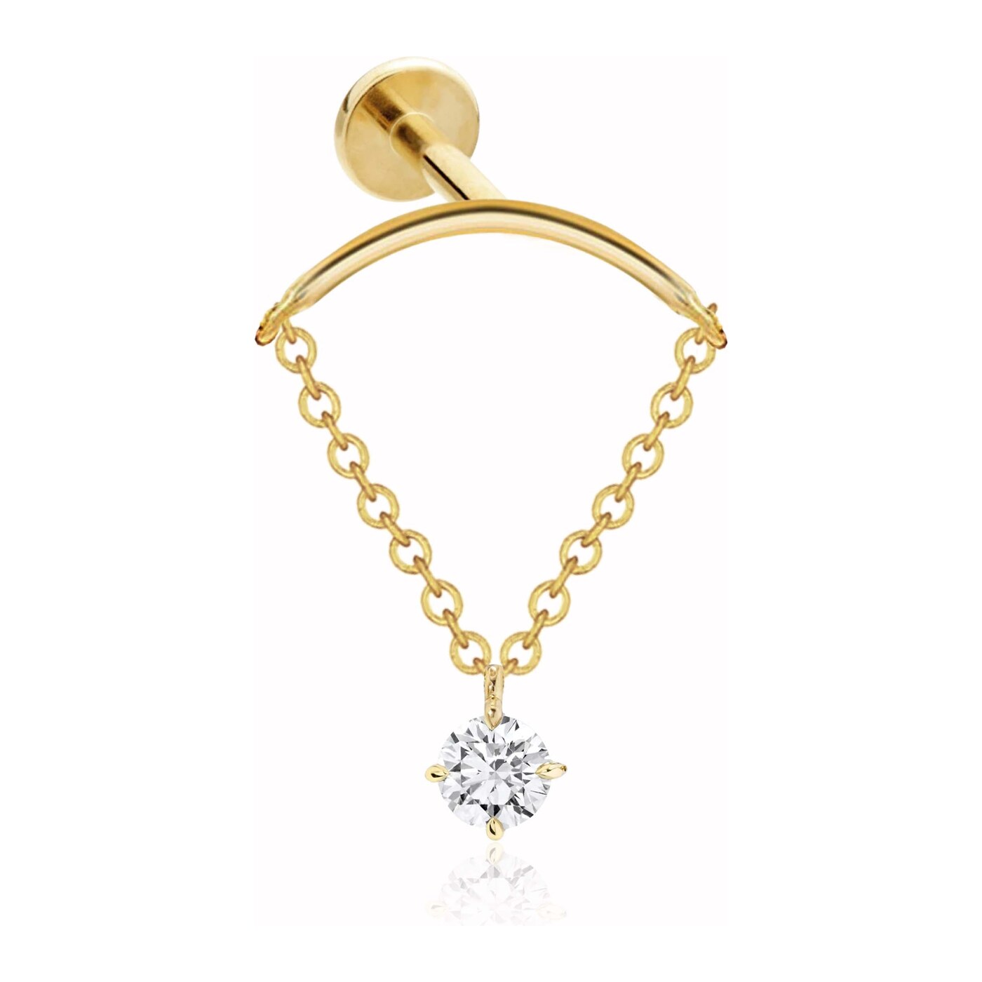 Flat Back Hidden Helix Crystal Chain Drop Earring in Titanium - gold product view