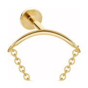 Flat Back Hidden Helix Crystal Chain Drop Earring in Titanium - gold flat back detail