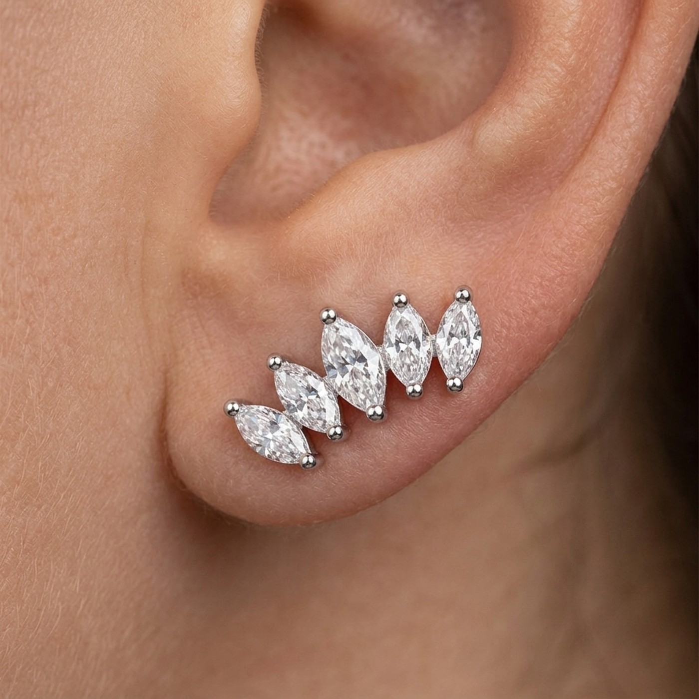 Stud Earrings Harlow Five Marquise Ear with S925 Silver - gallery 2