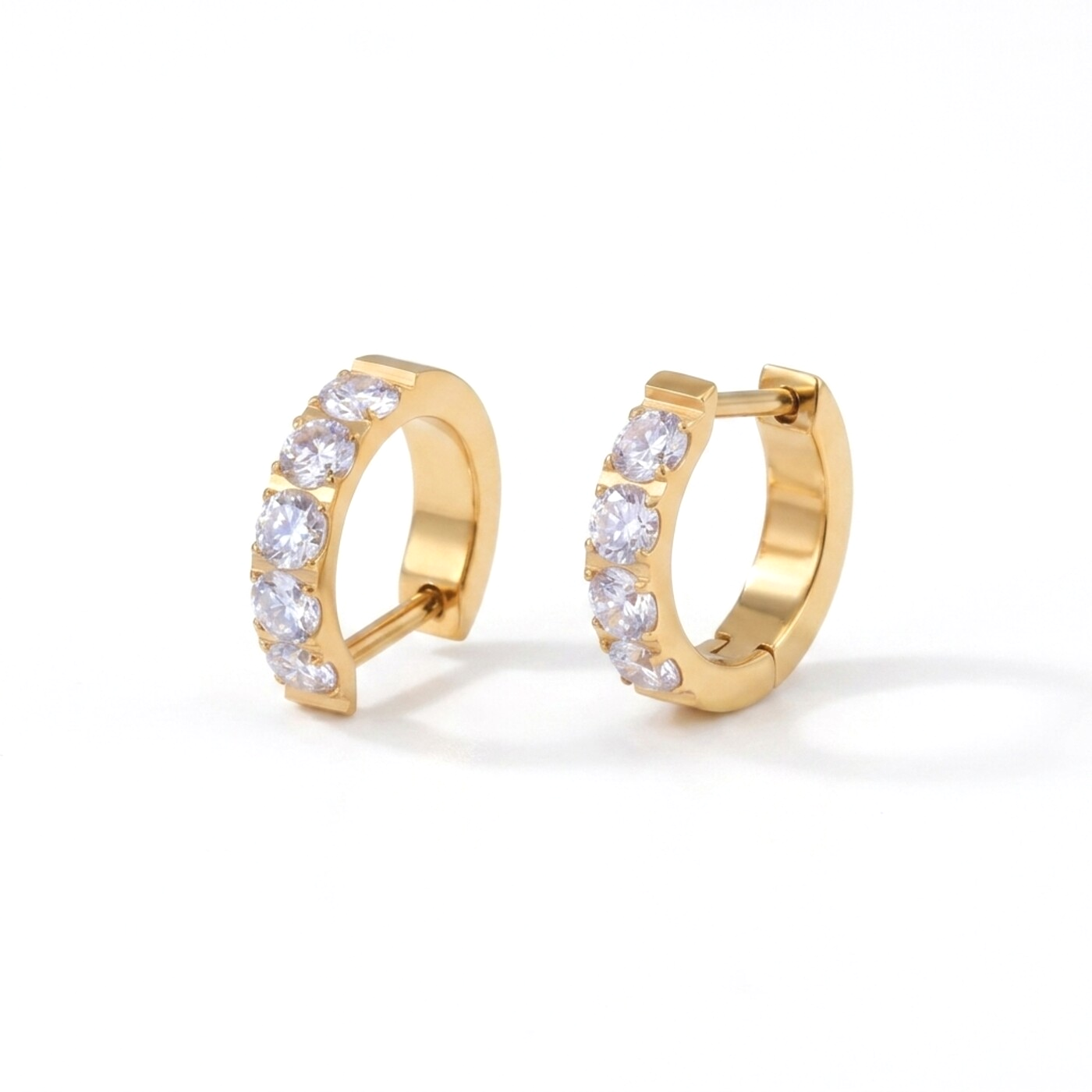 F136 Titanium Moissanite Huggie Hoop Earrings - pure white background product image