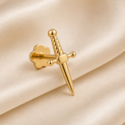 Flat Back Stud Earrings Dagger in F136 Titanium - corrected product image