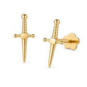 Flat Back Stud Earrings Dagger in F136 Titanium - corrected product image