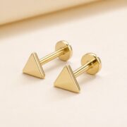 Titanium Stud Earrings Triangle Minimal Geometric for Sensitive Ears post and backing detail