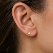 Titanium Stud Earrings Triangle Minimal Geometric for Sensitive Ears worn on one ear
