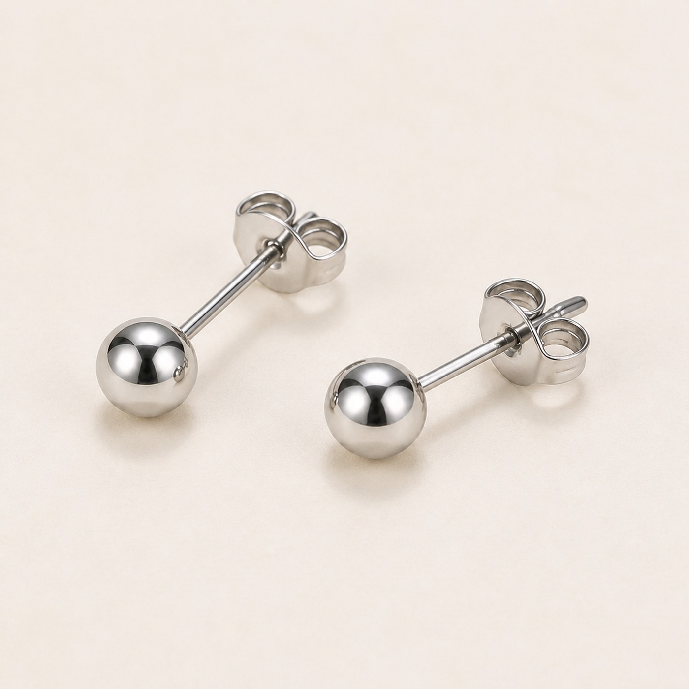 Titanium Ball Stud Earrings Polished Round for Sensitive Ears product view