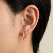 Hypoallergenic Hoop Earrings Date Night with S925 Silver worn on one ear