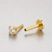 Titanium Stud Earrings Crystal Clear for Sensitive Ears post and backing detail