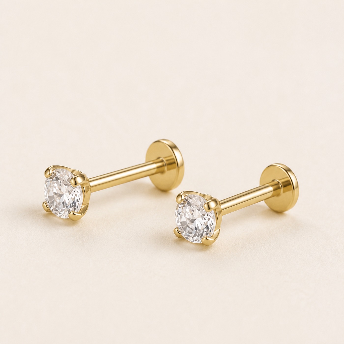 Titanium Stud Earrings Crystal Clear for Sensitive Ears product view