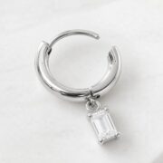 Titanium Hoop Earrings Maya Crystal Gemstone for Sensitive Ears post and backing detail