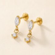 Titanium Stud Earrings Teardrop Dangle for Sensitive Ears product view