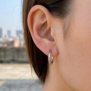 Titanium Hoop Earrings Rooftop for Sensitive Ears worn on one ear