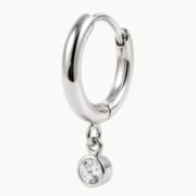 Hypoallergenic Hoop Earrings Crystal Birthstone with S925 Silver post and backing detail