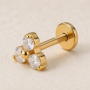 Flat Back Stud Earrings Pave Astrid in F136 Titanium post and backing detail
