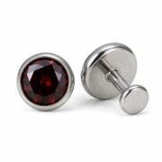 Flat Back Stud Earrings Micro Birthstone in F136 Titanium post and backing detail