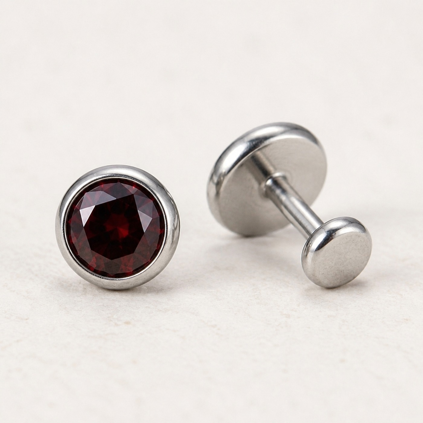 Flat Back Stud Earrings Micro Birthstone in F136 Titanium product view