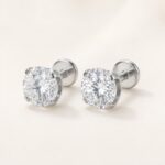 Flat Back Stud Earrings Large Solitaire in F136 Titanium product view