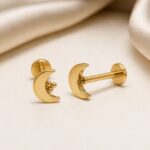 Flat Back Stud Earrings Moon in F136 Titanium product view