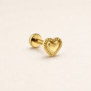 Flat Back Stud Earrings Pillow Heart in Titanium product view