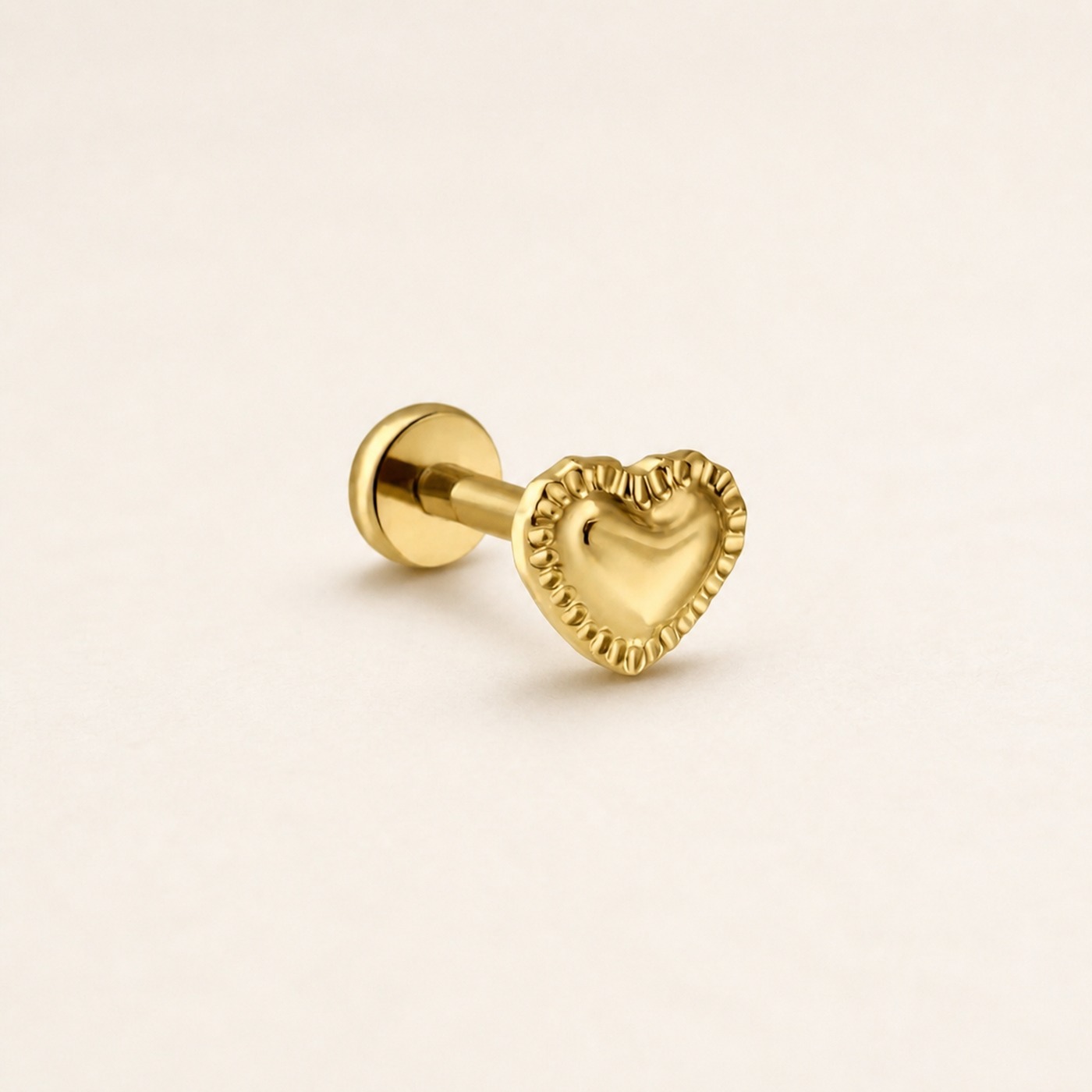 Flat Back Stud Earrings Pillow Heart in Titanium product view