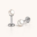 Titanium Pearl Flat Back Stud Earrings product view