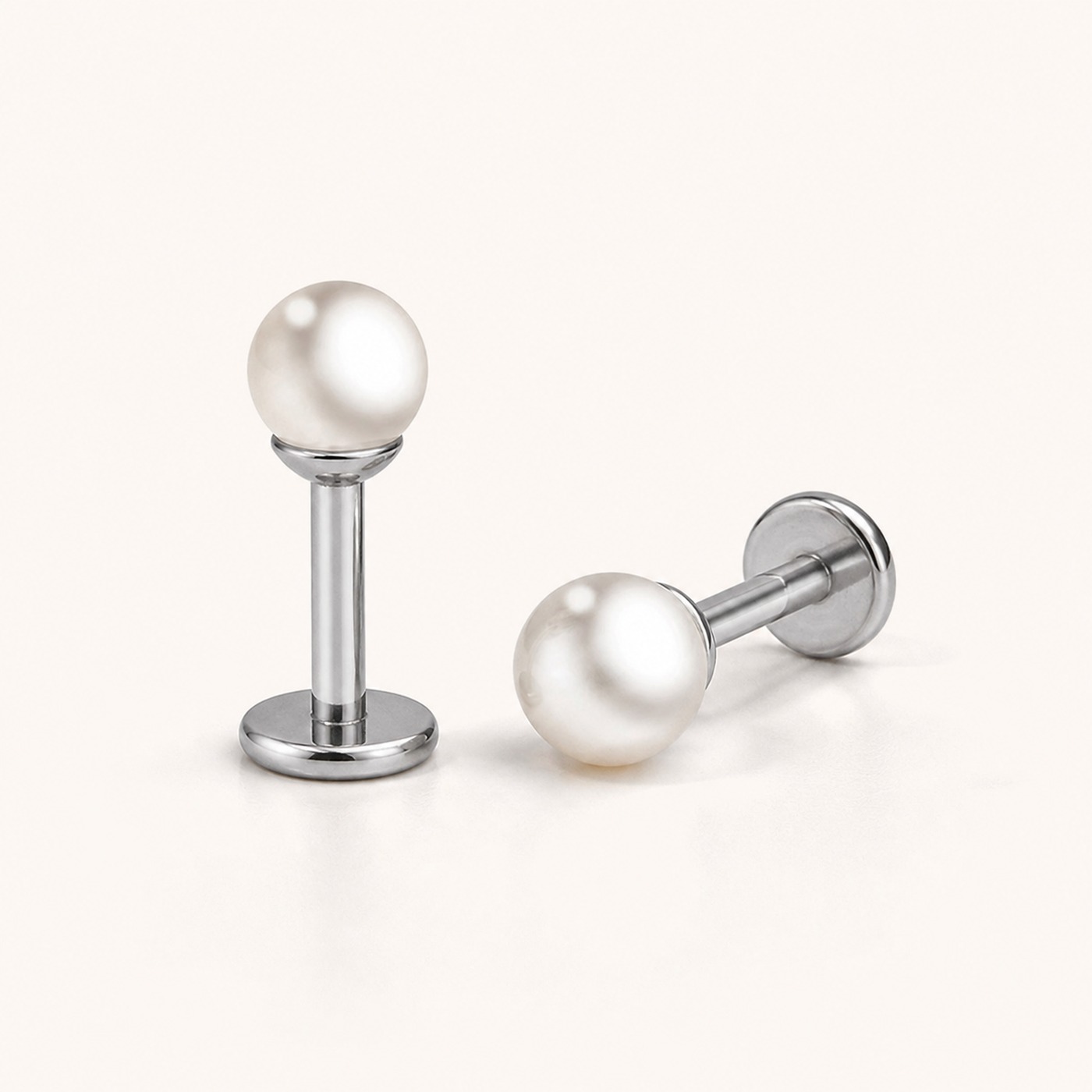 Titanium Pearl Flat Back Stud Earrings product view