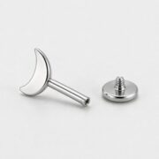 Flat Back Stud Earrings Classic Moon in F136 Titanium post and backing detail
