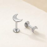 Flat Back Stud Earrings Classic Moon in F136 Titanium product view