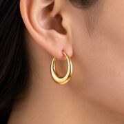 Titanium Hoop Earrings Classic for Sensitive Ears worn on one ear