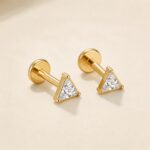 Flat Back Stud Earrings Triangle Crystal in F136 Titanium product view