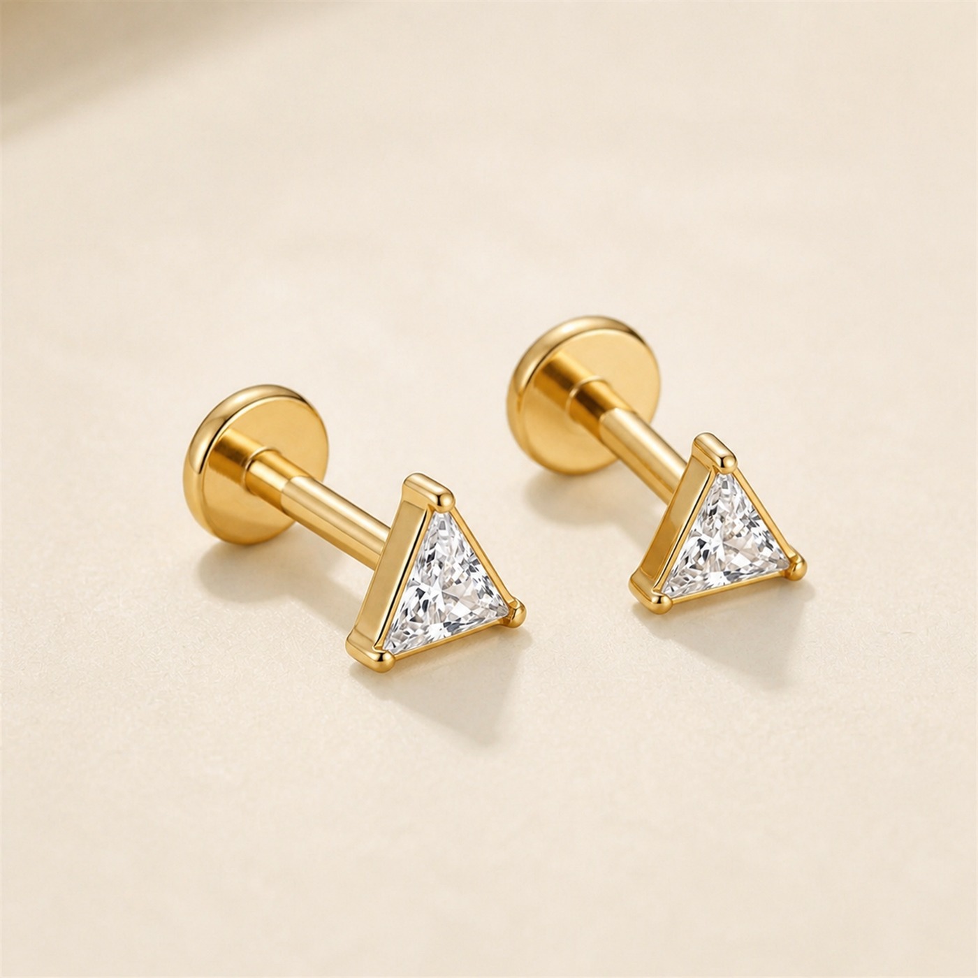Flat Back Stud Earrings Triangle Crystal in F136 Titanium product view