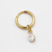 Titanium Hoop Earrings Teardrop Zircon for Sensitive Ears post and backing detail