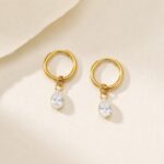 Titanium Hoop Earrings Teardrop Zircon for Sensitive Ears product view