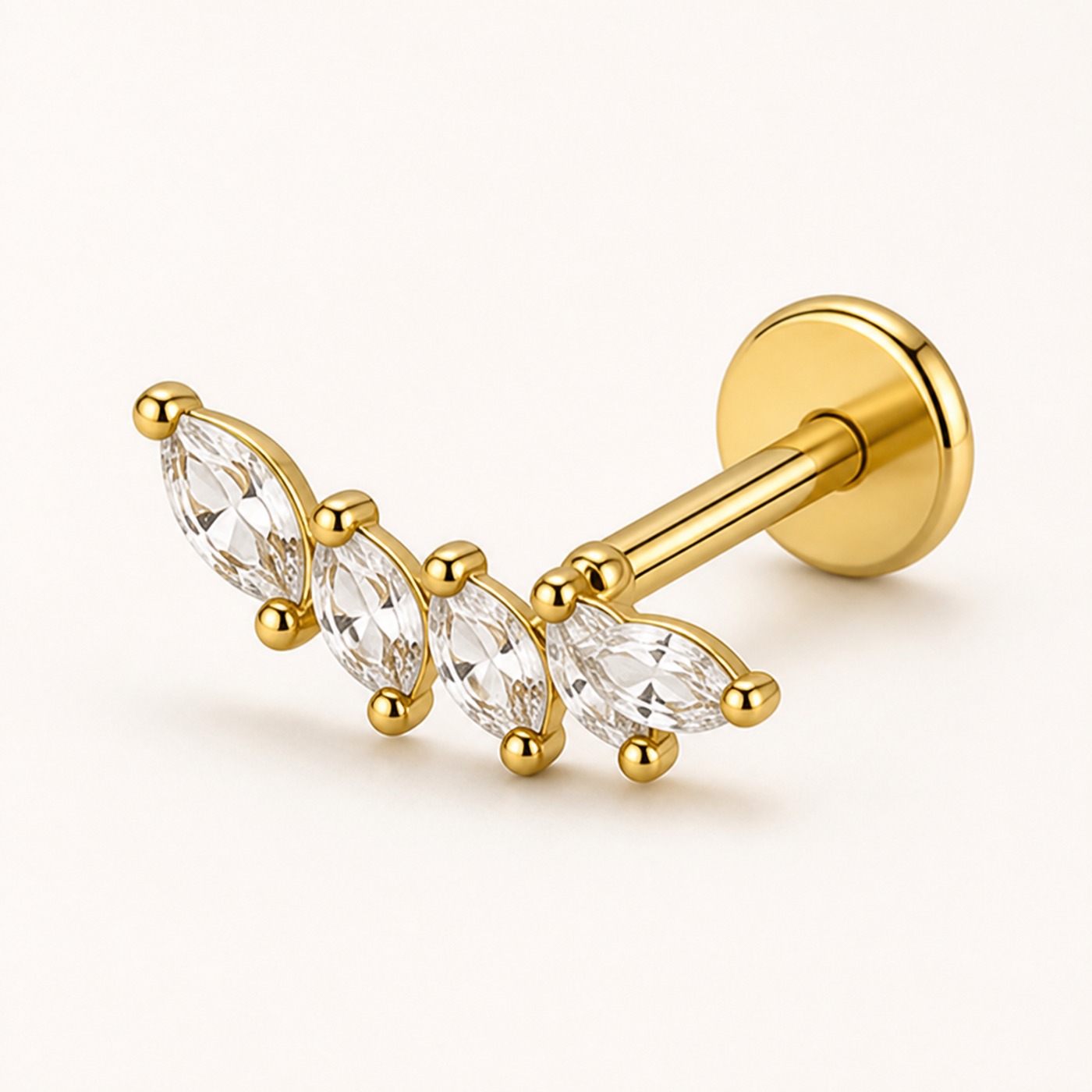 Flat Back Stud Earrings Colorful Zircon in F136 Titanium product view